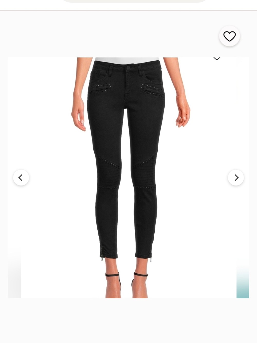 Etienne Marcel Women’s Black Skinny Moto Jeans with Zip Hem